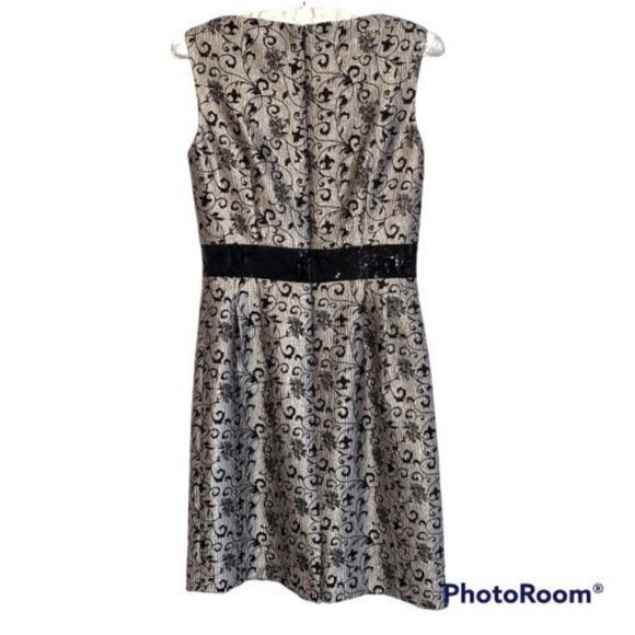 NEW Tahari ASL Dress Cocktail Floral Black Silver Sequins Belinda 2 Petite 2P - Picture 4 of 16